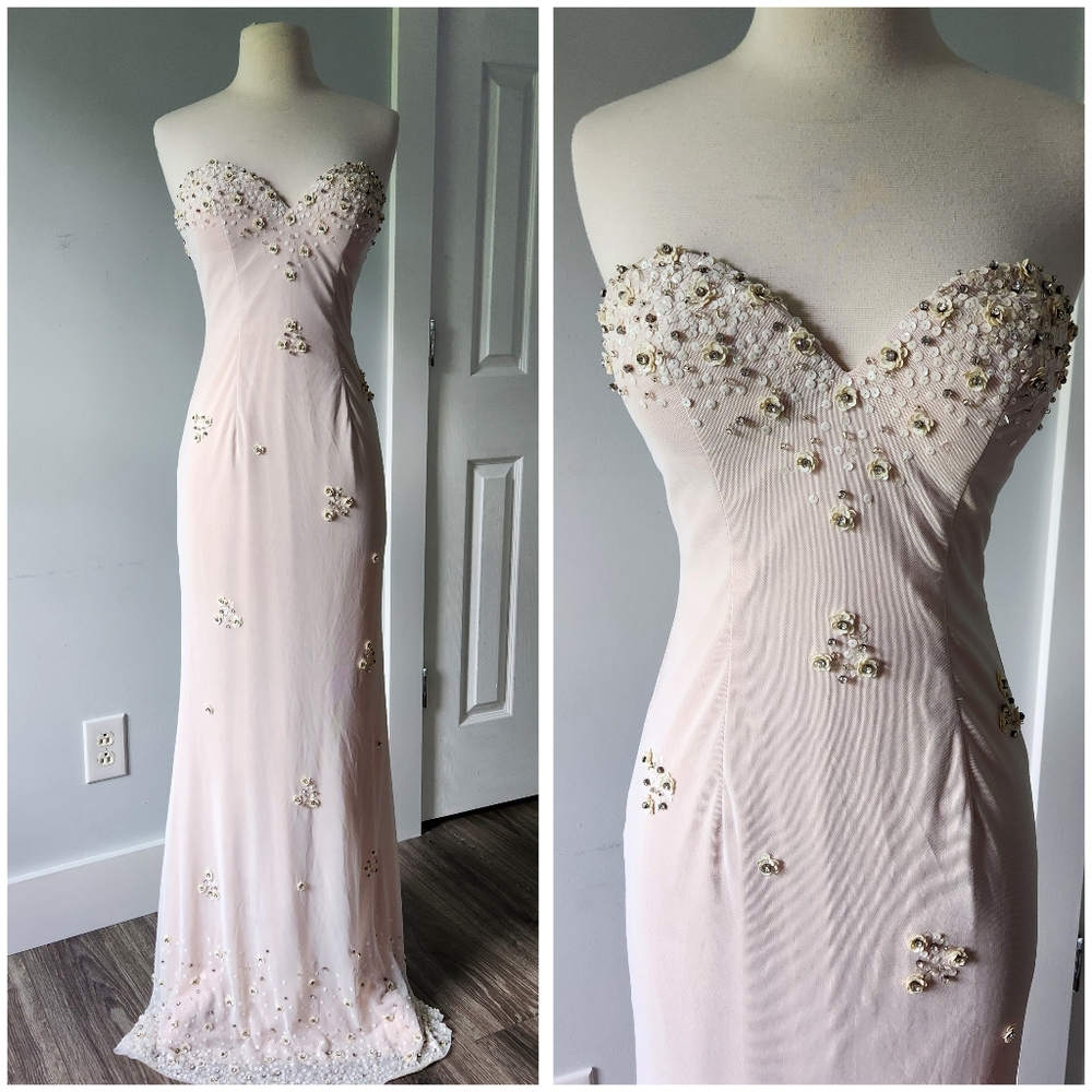 Nika By Niki Kapoor Elegant Strapless Maxi Dress Gown Prom Wedding 6 Formal